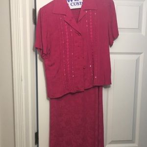 Pink two piece long dress